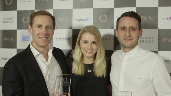 CEO Nick Hungerford (left) celebrates Nutmeg's "best starup" win